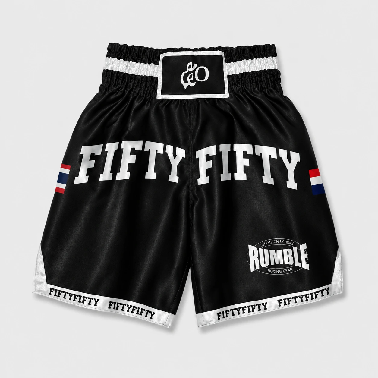 Fifty Fifty Clubshort — voorkant, zwart met witte afwerking